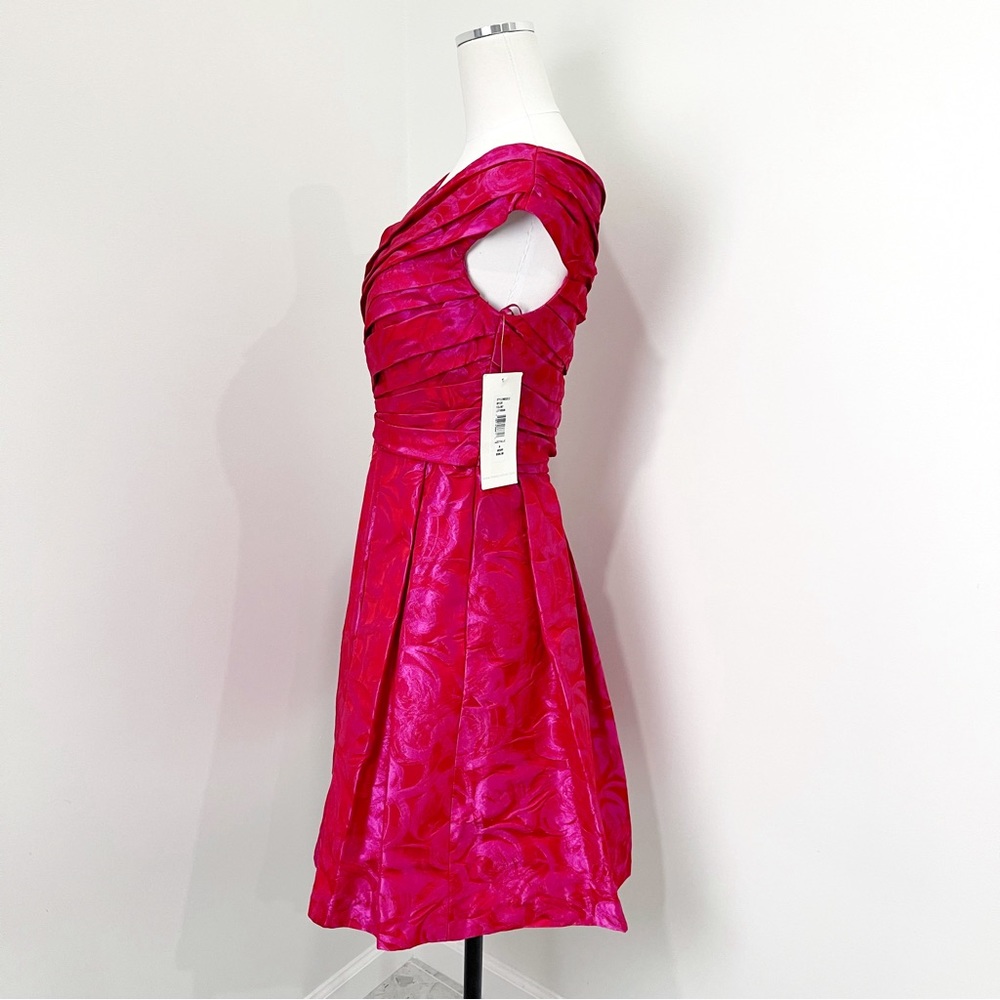 NWT THEIA Couture Cocktail Dress In Pink Red SIZE 6 $595 Style 881526 Barbiecore - Picture 4 of 14